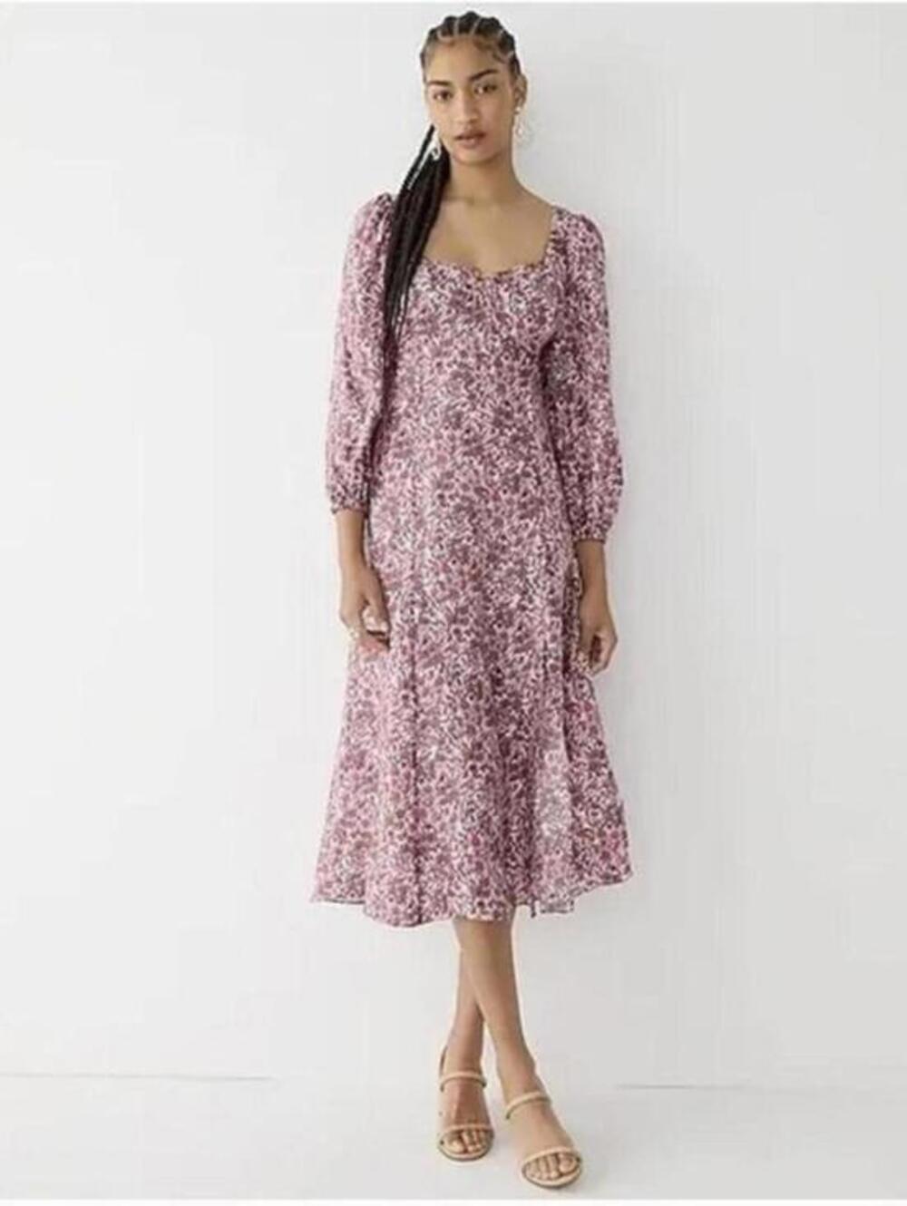 J.Crew‎ Sweetheart A-line Midi Dress in Fete Floral Size 8 feminine bohemian